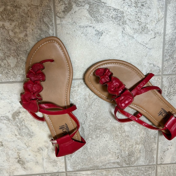 Red Ruffle Sandals - Picture 2 of 4